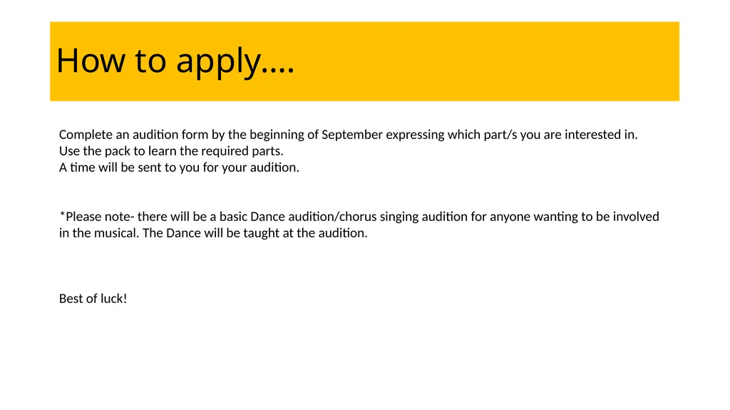 In this audition pack, you can see a number of - slide 28 of 28