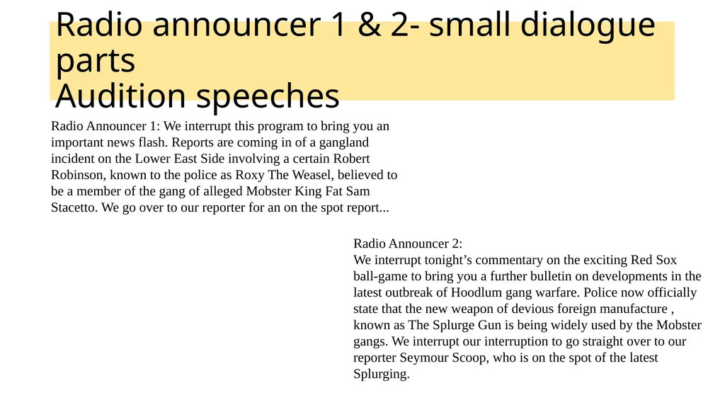 In this audition pack, you can see a number of - slide 20 of 28