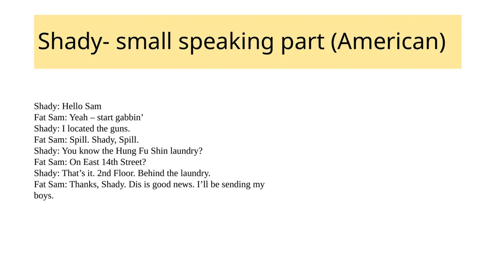 In this audition pack, you can see a number of - slide 22 of 28