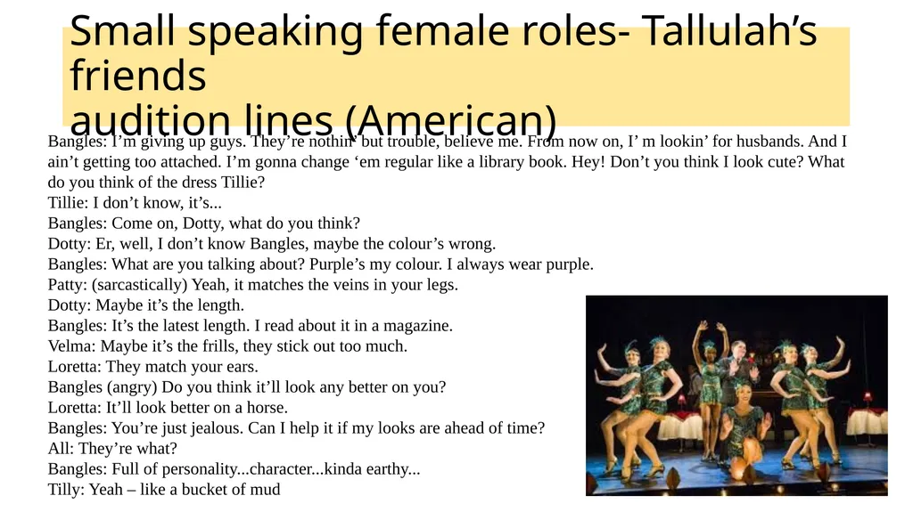 In this audition pack, you can see a number of - slide 24 of 28