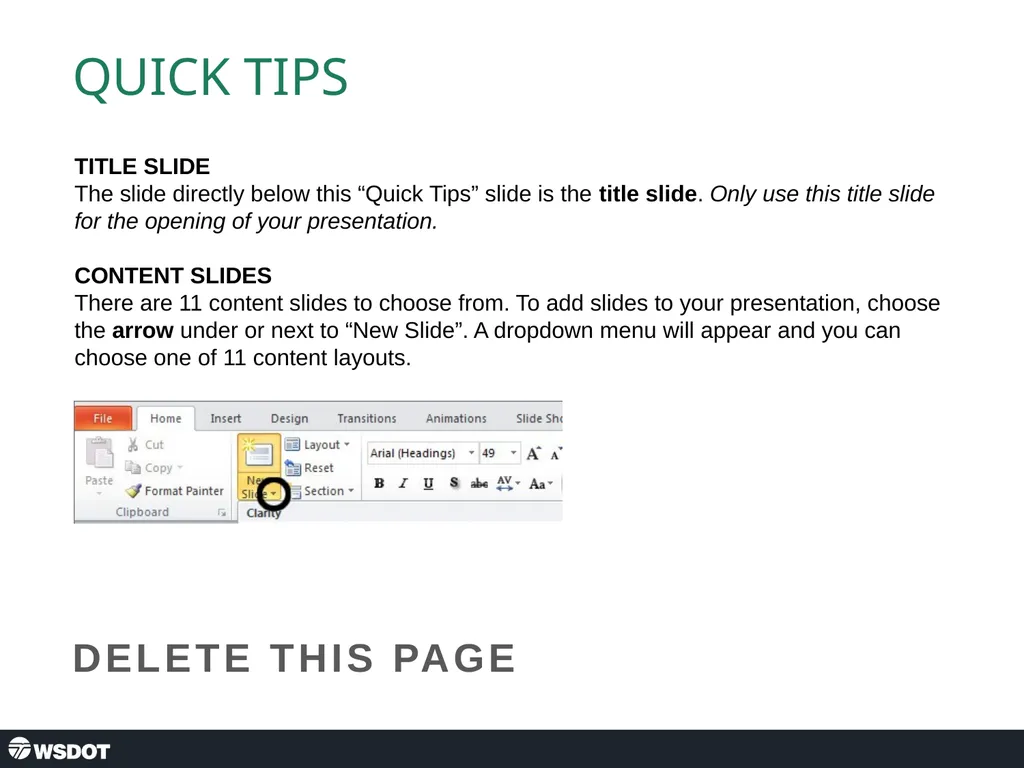 TITLE SLIDE The slide directly below this “Quick - slide 1 of 2