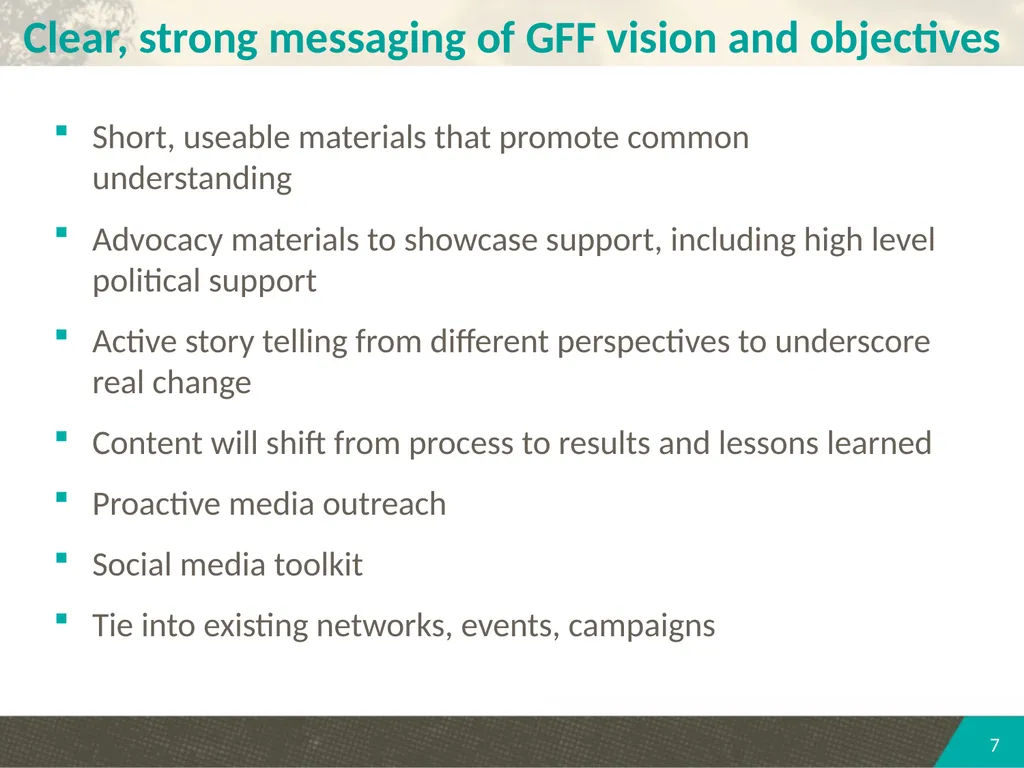 PARTNERSHIP COMMUNICATIONS STRATEGY SECOND - slide 7 of 14