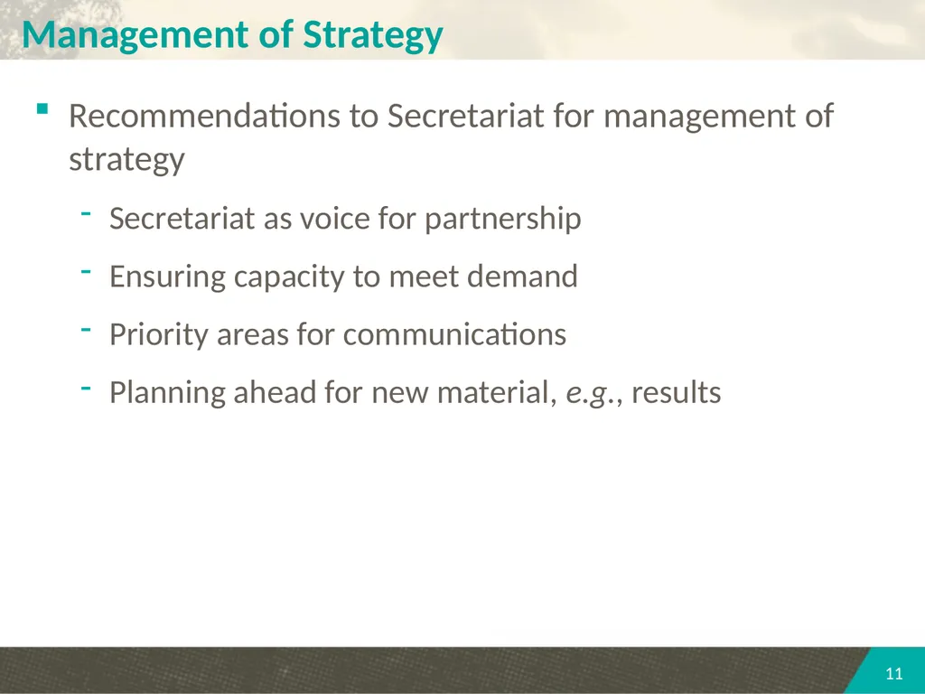 PARTNERSHIP COMMUNICATIONS STRATEGY SECOND - slide 11 of 14