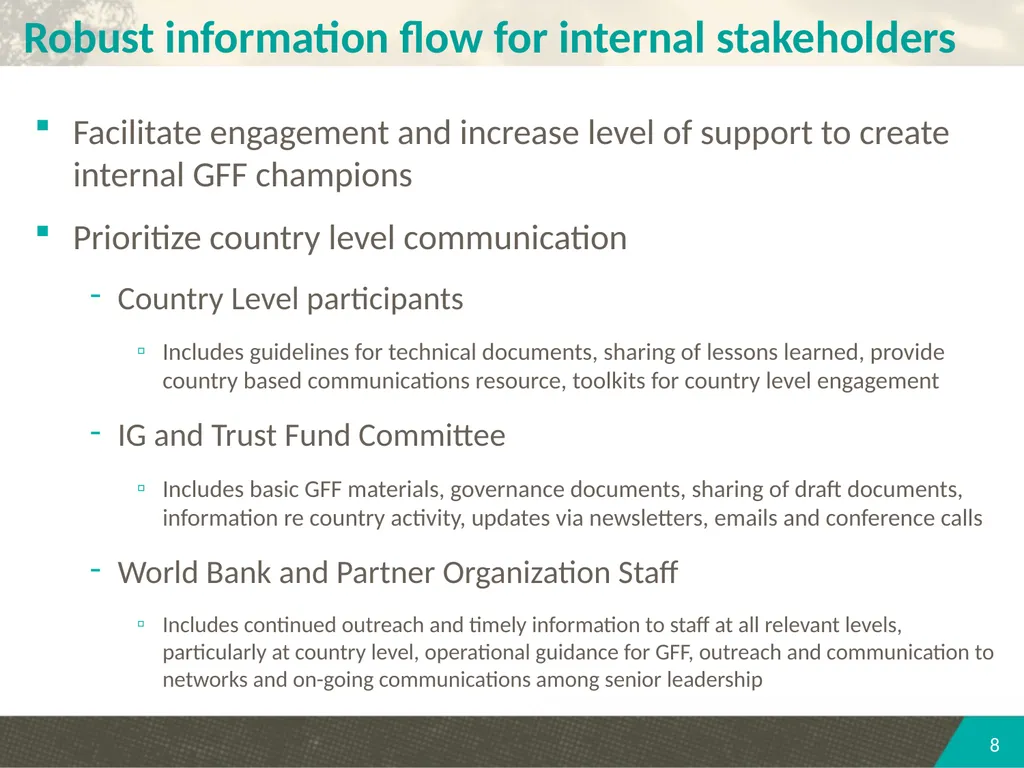 PARTNERSHIP COMMUNICATIONS STRATEGY SECOND - slide 8 of 14