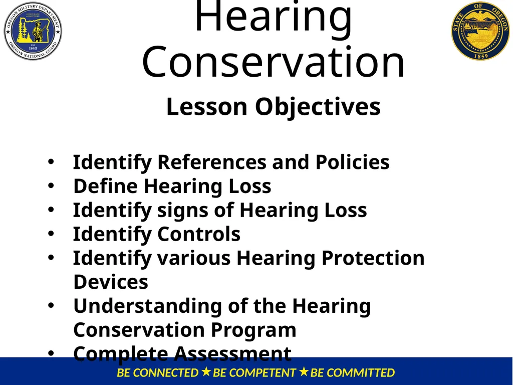 OMD Safety Policy Training HEARING CONSERVATION - slide 4 of 30