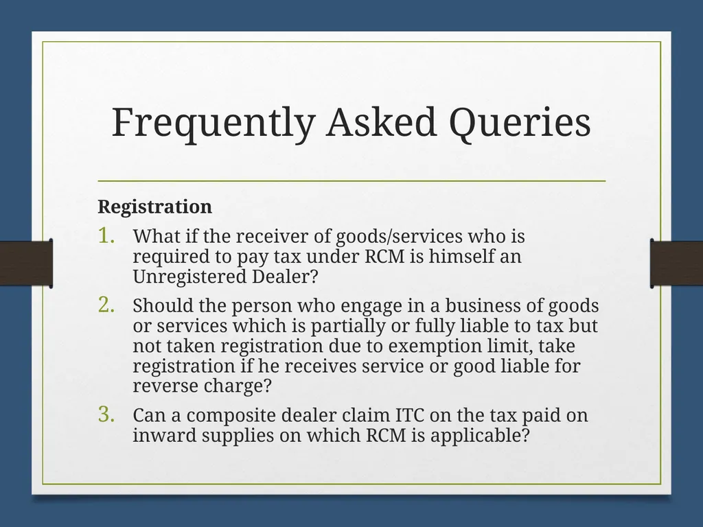 Reverse Charge Mechanism (RCM) under GST Basics - slide 47 of 50