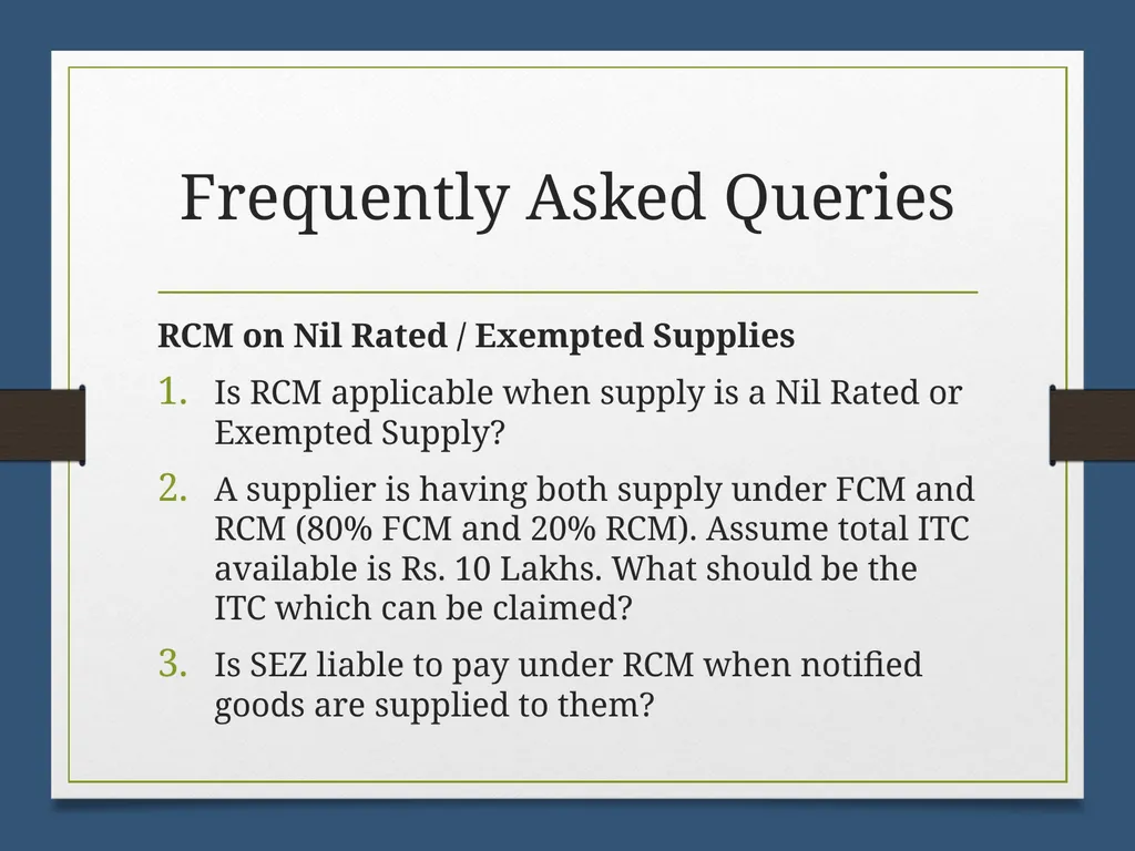 Reverse Charge Mechanism (RCM) under GST Basics - slide 48 of 50