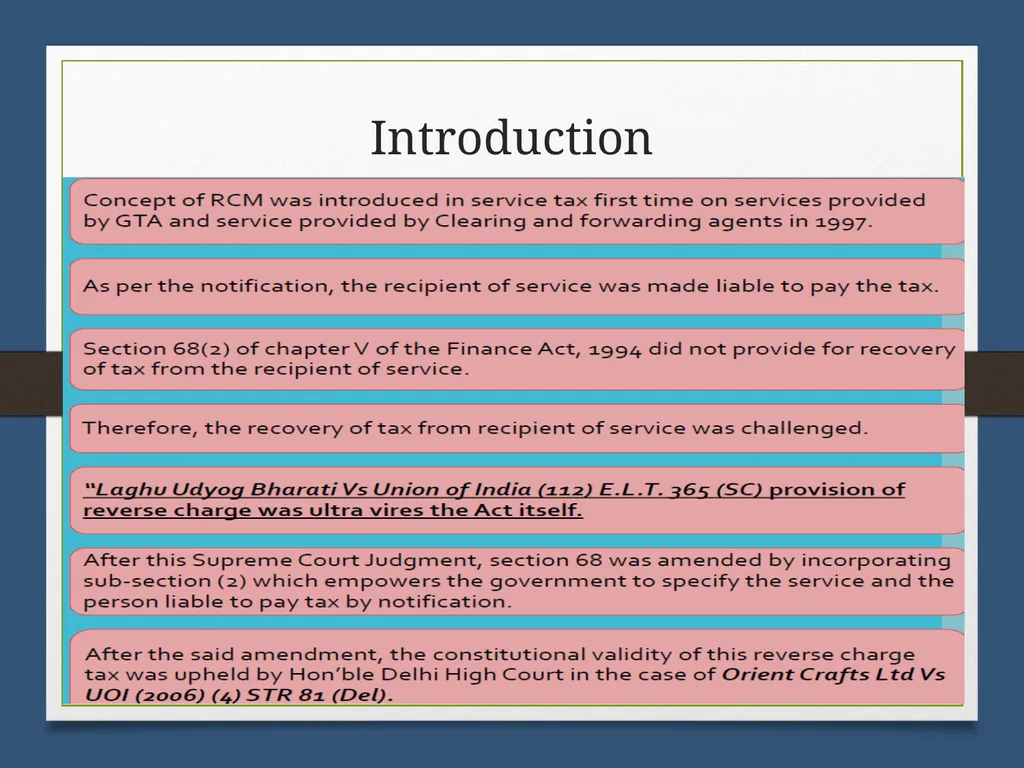 Reverse Charge Mechanism (RCM) under GST Basics - slide 2 of 50