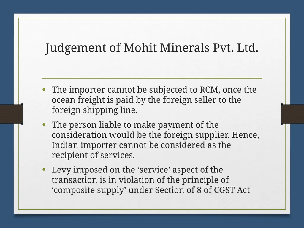 Reverse Charge Mechanism (RCM) under GST Basics - slide 33 of 50