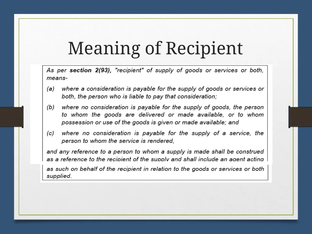 Reverse Charge Mechanism (RCM) under GST Basics - slide 9 of 50