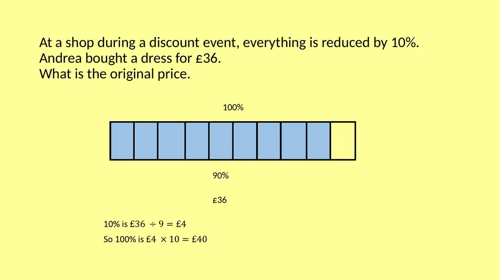 Reverse Percentages At a shop during a discount - slide 2 of 8