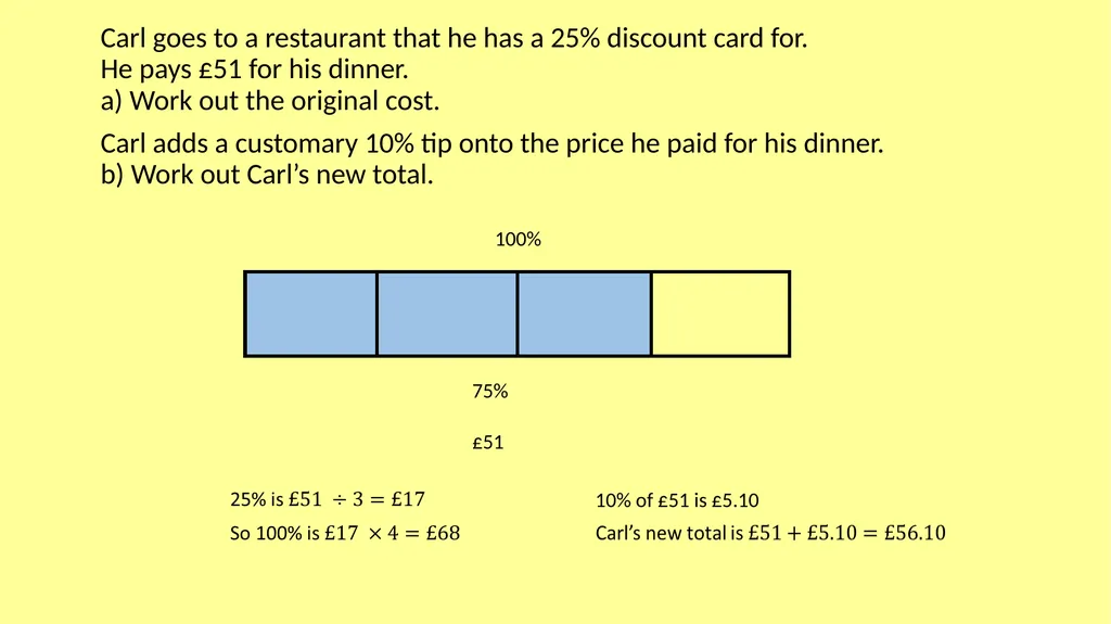 Reverse Percentages At a shop during a discount - slide 5 of 8
