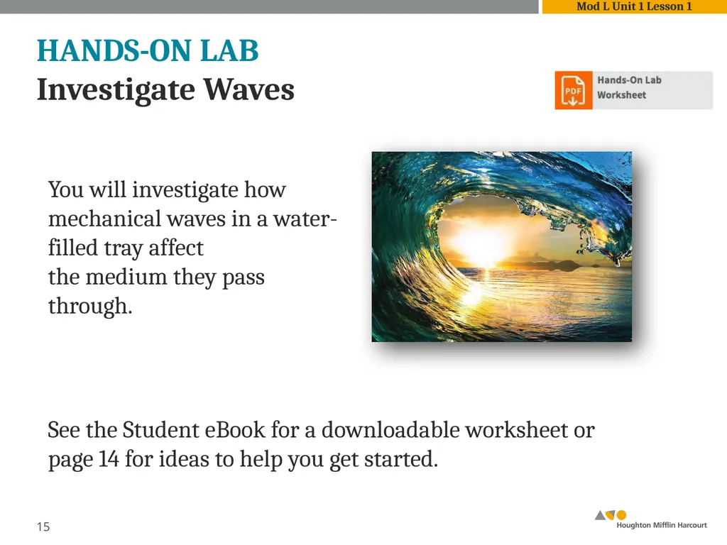 Module L Unit 1: Waves Lesson 1: Introduction to - slide 15 of 18