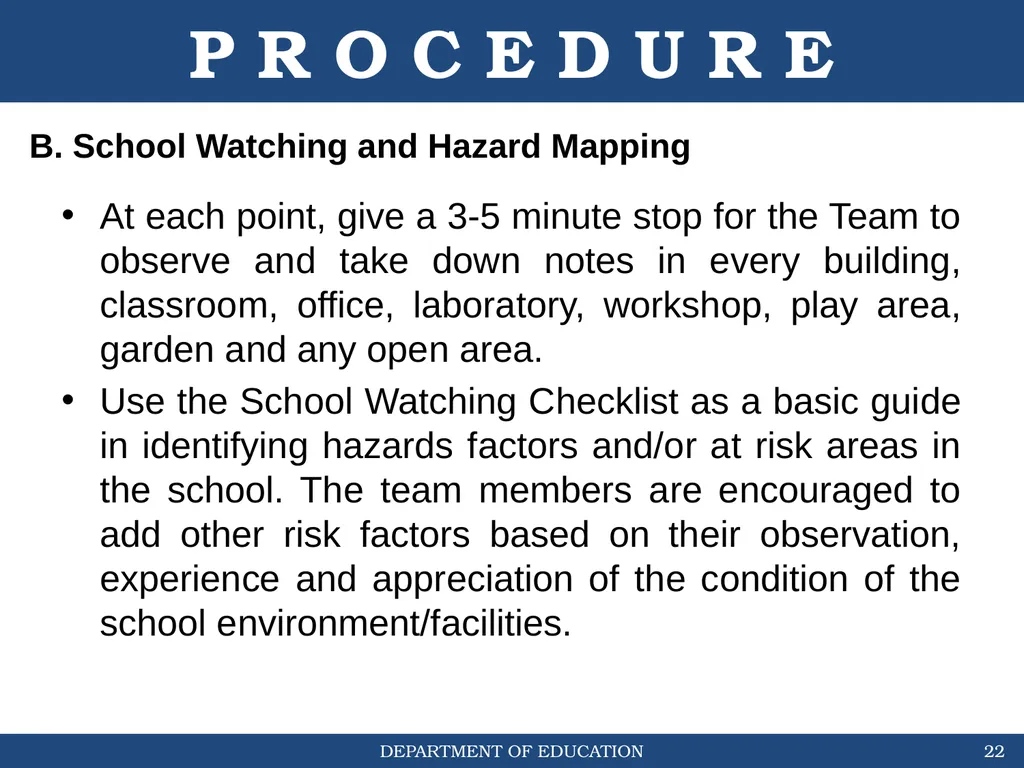 STUDENT-LED SCHOOL WATCHING & HAZARD MAPPING (DO # - slide 22 of 30