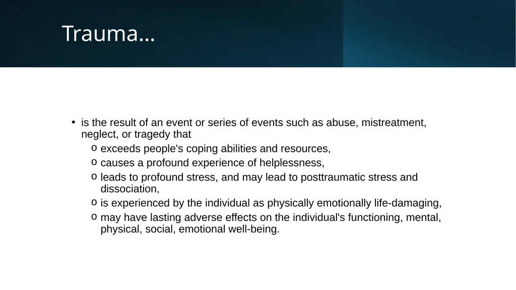 Trauma-informed teaching Dr Maria Hickey, Dr - slide 6 of 30
