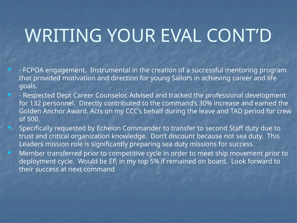 ENLISTED EVALUATION WRITING THE TRUTH, THE WHOLE - slide 13 of 36