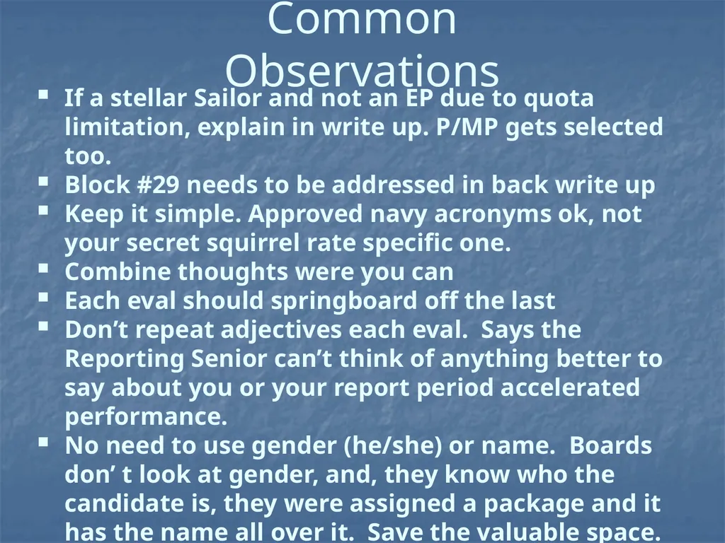 ENLISTED EVALUATION WRITING THE TRUTH, THE WHOLE - slide 32 of 36