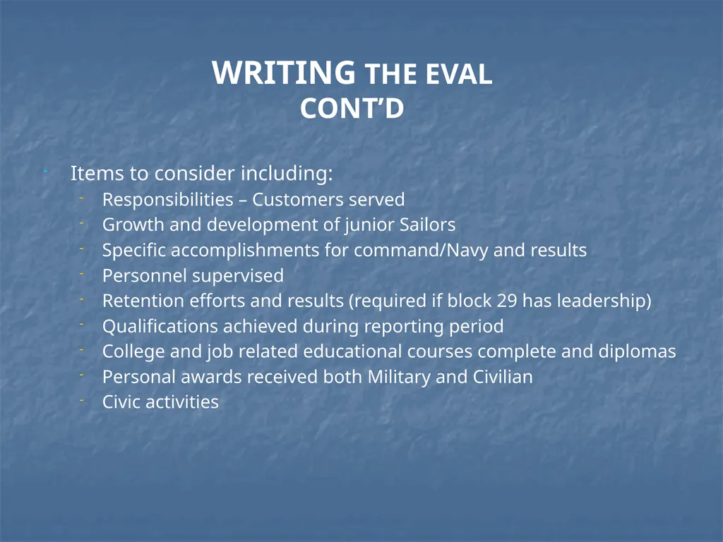 ENLISTED EVALUATION WRITING THE TRUTH, THE WHOLE - slide 10 of 36
