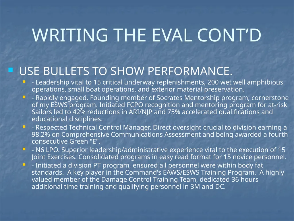 ENLISTED EVALUATION WRITING THE TRUTH, THE WHOLE - slide 12 of 36