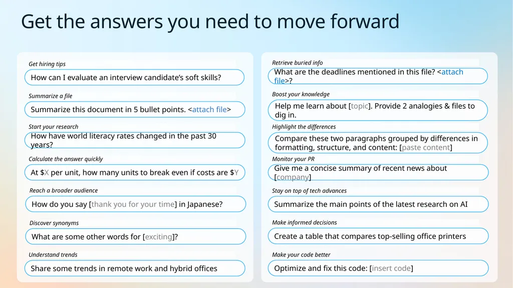 Get started with Microsoft 365 Copilot Chat - slide 20 of 22