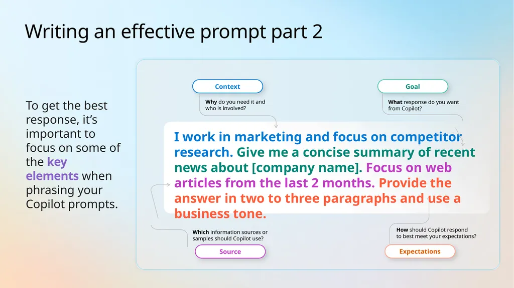 Get started with Microsoft 365 Copilot Chat - slide 12 of 22