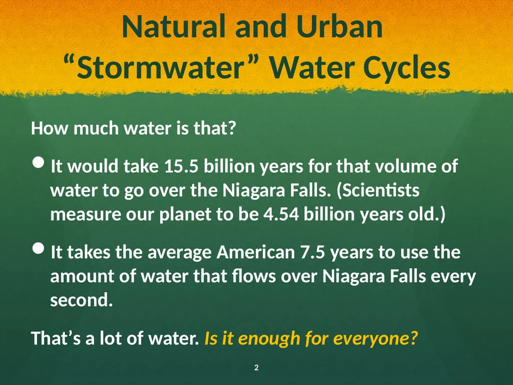 Natural and Urban “Stormwater” Water Cycles Our - slide 2 of 19