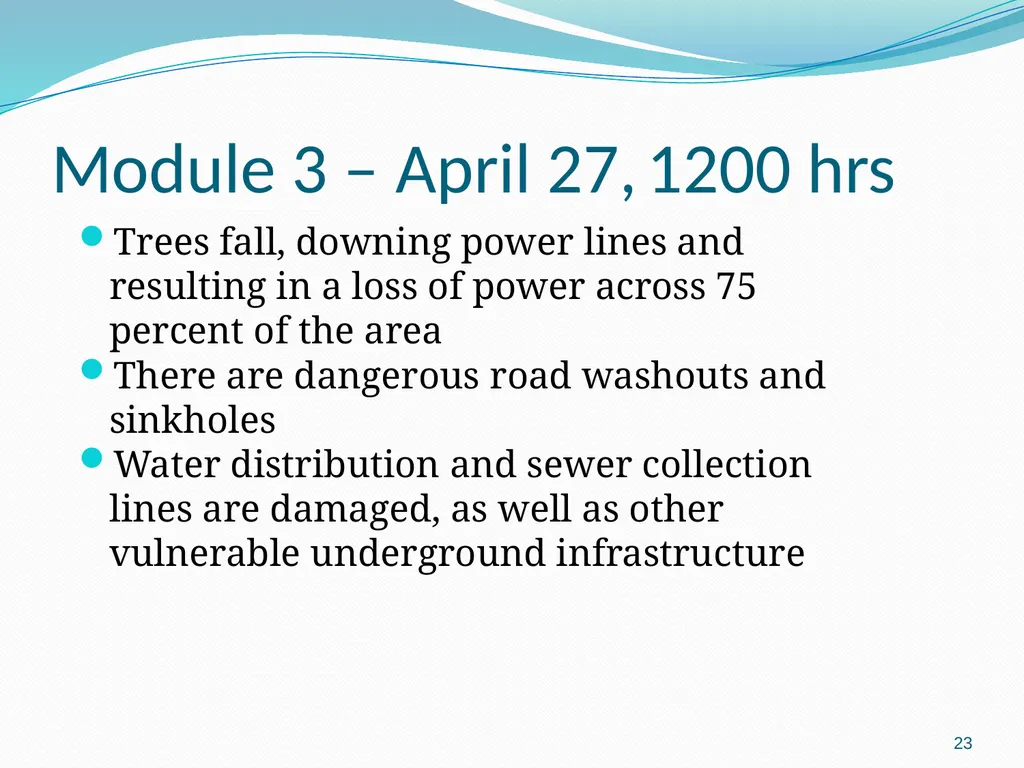 Flood scenario 1 Flood Scenario Tabletop Exercise - slide 23 of 29