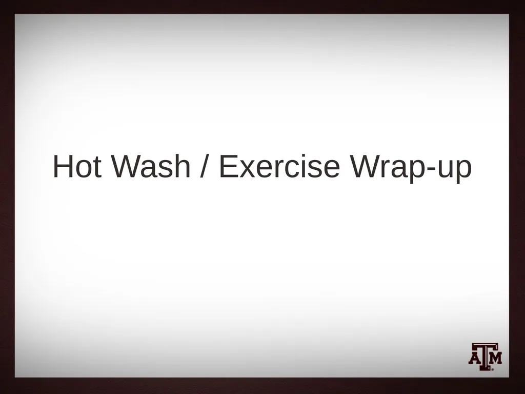 Exercise Name Tabletop Exercise Date of Exercise - slide 25 of 28