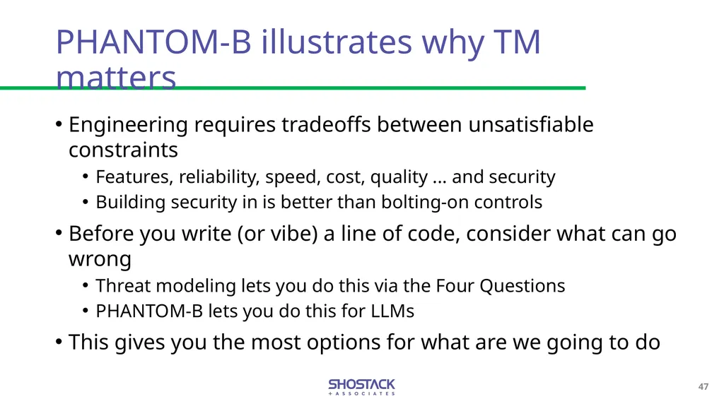 Threat Modeling LLMs The PHANTOM-B Approach Adam - slide 46 of 59