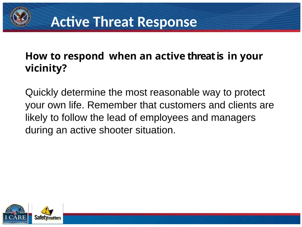 ACTIVE THREAT RESPONSE Evacuate, Evade and Engage - slide 5 of 11
