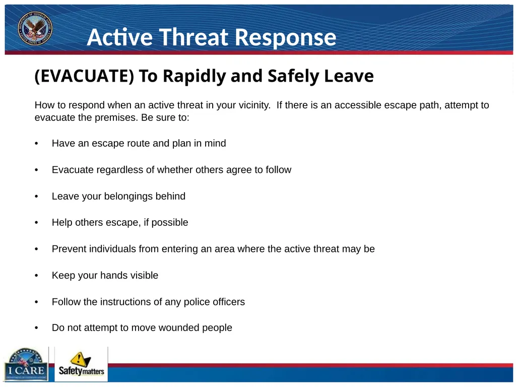 ACTIVE THREAT RESPONSE Evacuate, Evade and Engage - slide 6 of 11