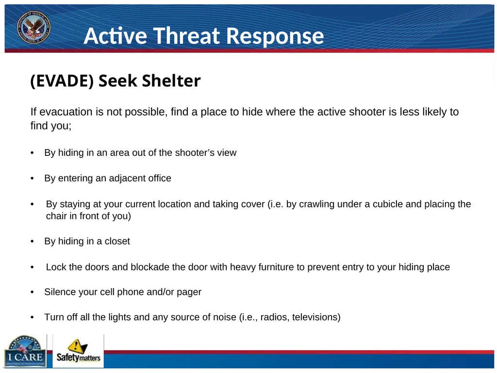 ACTIVE THREAT RESPONSE Evacuate, Evade and Engage - slide 7 of 11