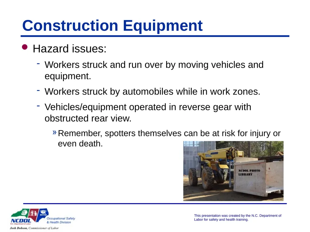 Struck By/Caught Between Presented by: Objectives - slide 17 of 42