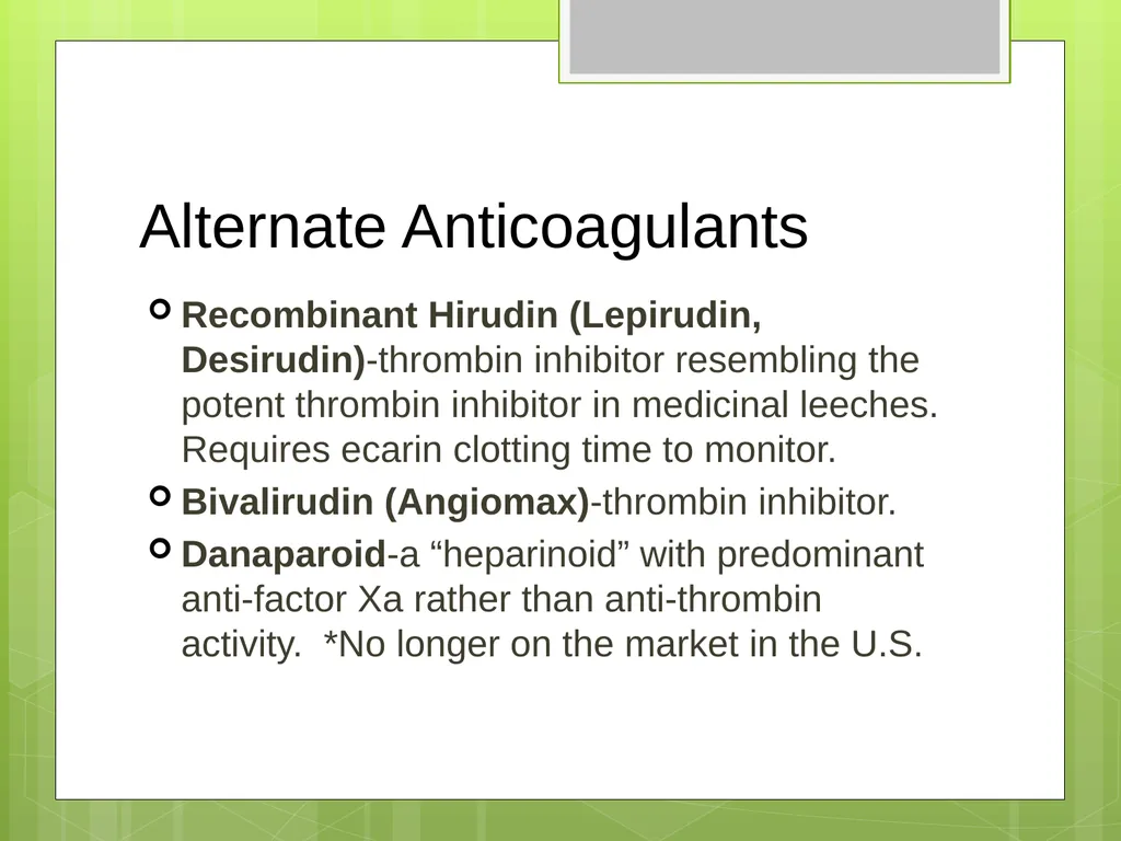 Argatroban as an Alternative to Heparin for - slide 13 of 33