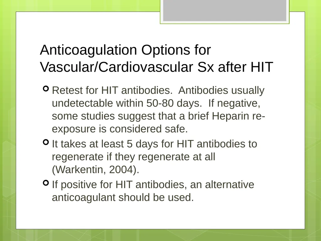 Argatroban as an Alternative to Heparin for - slide 12 of 33