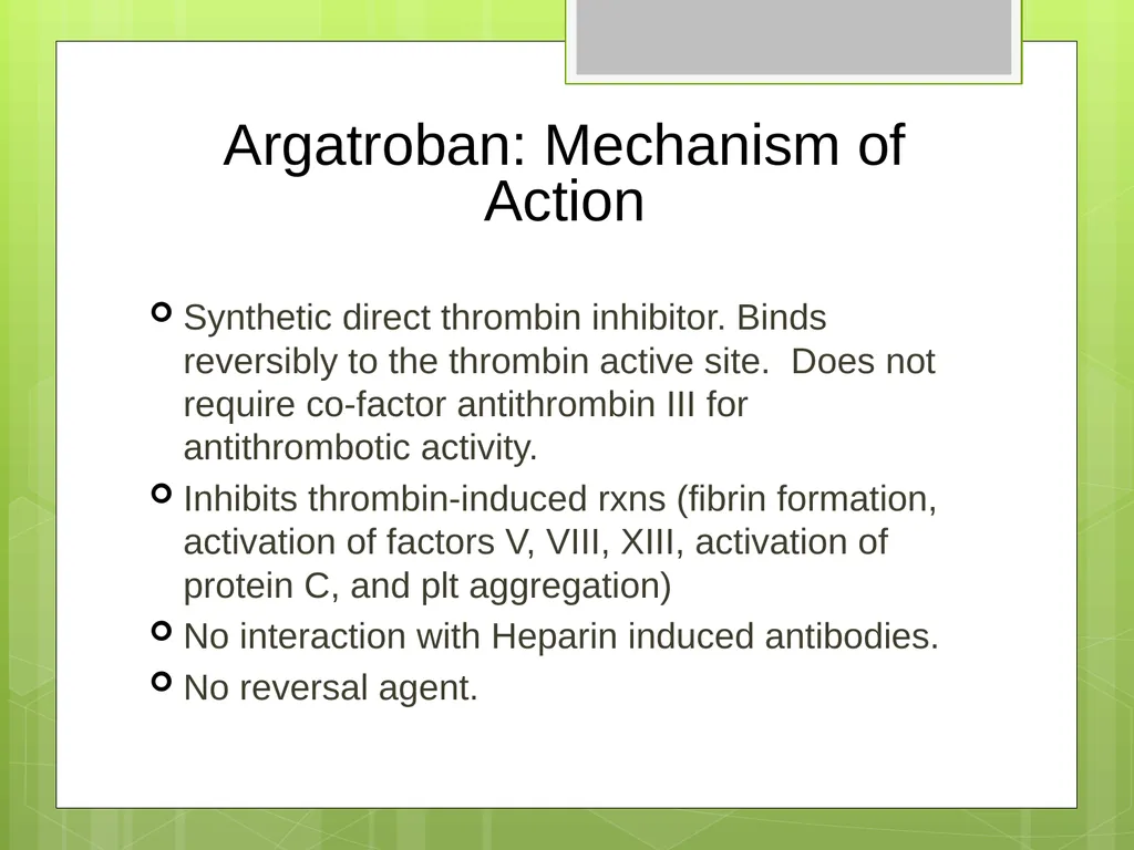Argatroban as an Alternative to Heparin for - slide 14 of 33