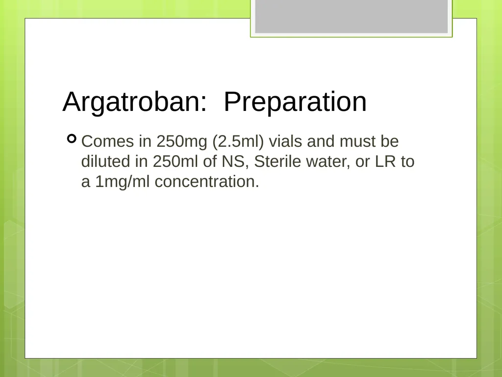 Argatroban as an Alternative to Heparin for - slide 17 of 33