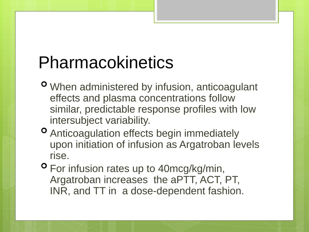 Argatroban as an Alternative to Heparin for - slide 23 of 33