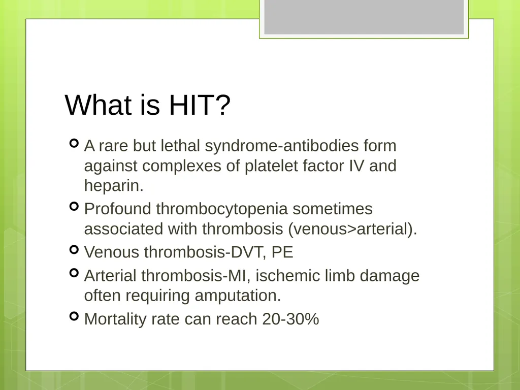 Argatroban as an Alternative to Heparin for - slide 10 of 33