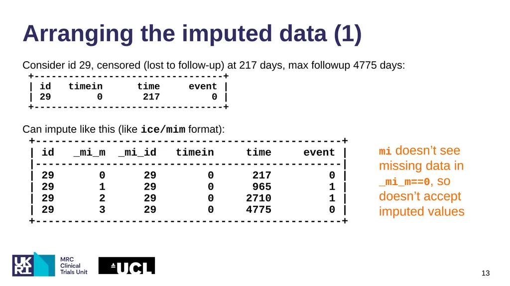 Multiply imputing informatively censored - slide 13 of 30