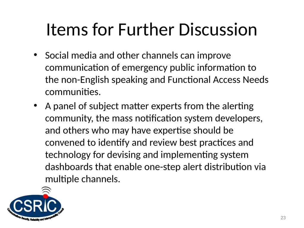 Social Media & Complementary Alerting Methods - slide 23 of 24