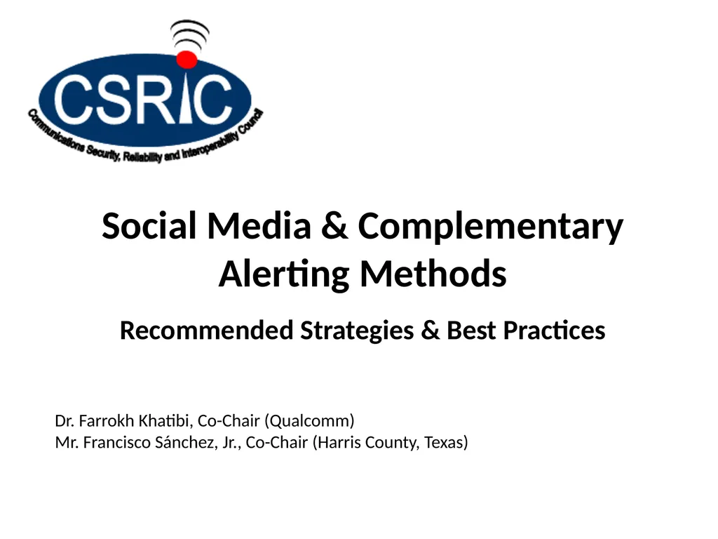 Social Media & Complementary Alerting Methods - slide 1 of 24