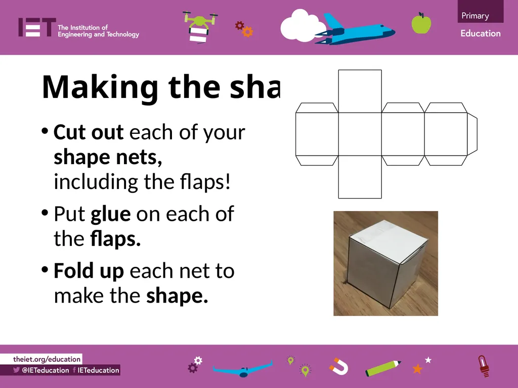 Edges, vertices and faces Making cut-out 3D shapes - slide 2 of 13