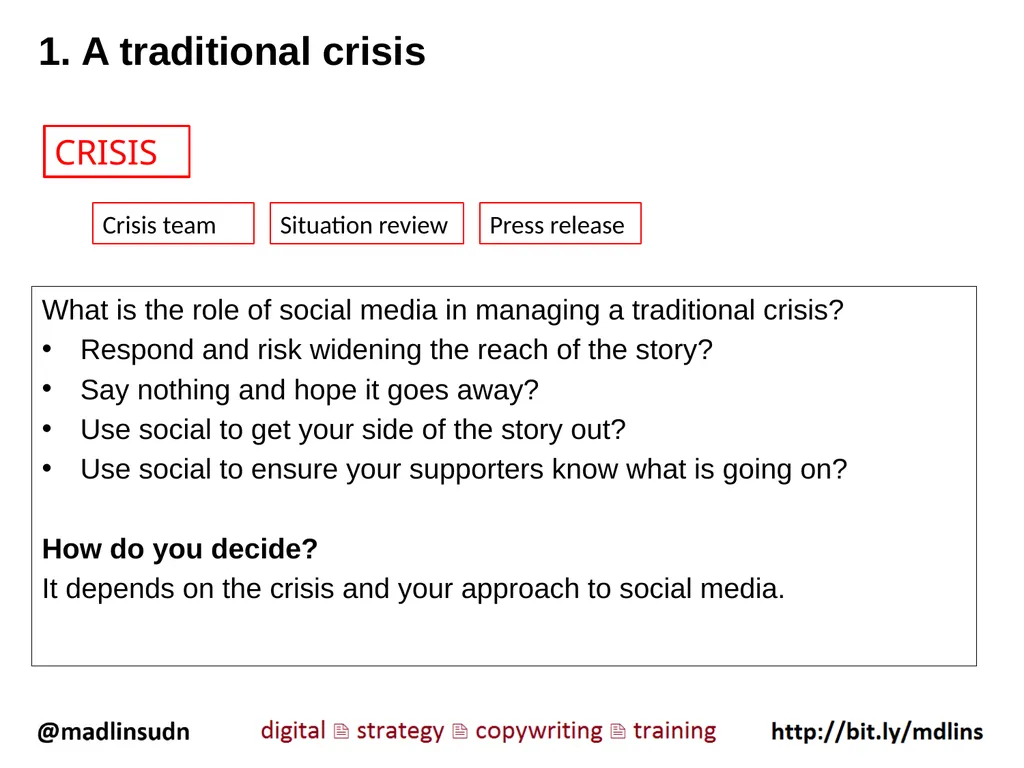 1. A traditional crisis What is the role of social