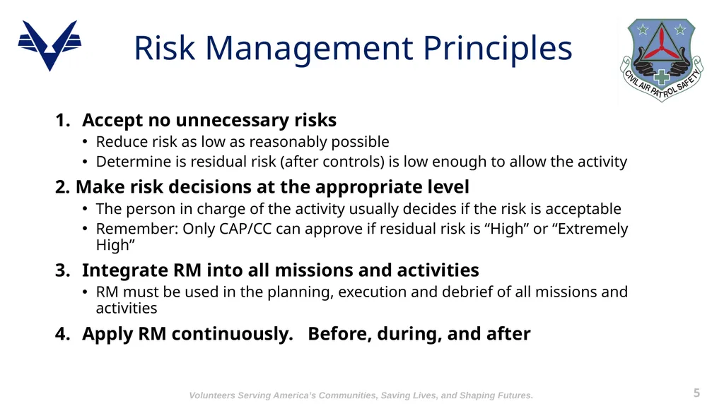 Intermediate Risk Management 1 Training Objectives - slide 5 of 22