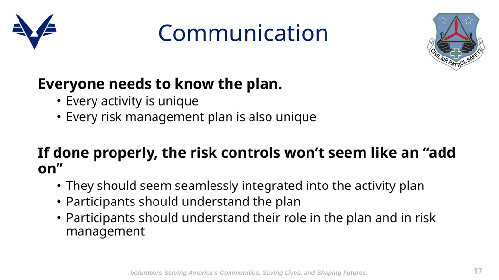 Intermediate Risk Management 1 Training Objectives - slide 17 of 22