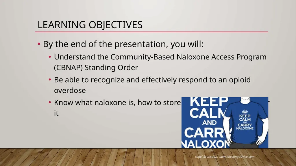 Naloxone (NaRCAN) Access training Learning - slide 2 of 49