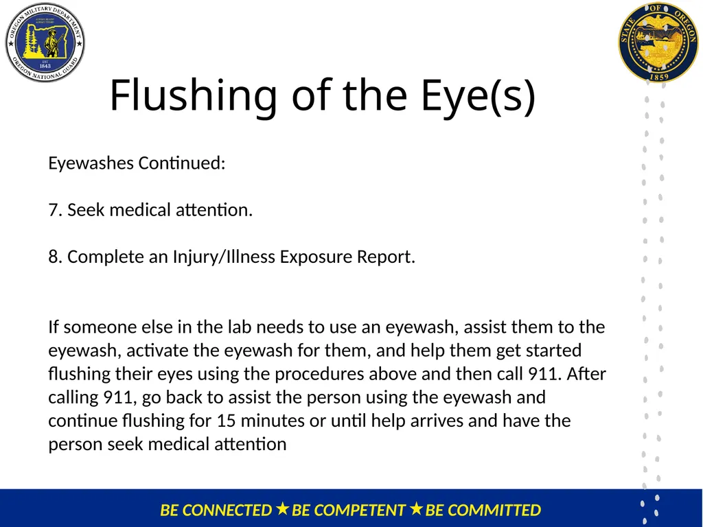 OMD Safety Policy Training Eyewash Station and - slide 13 of 18