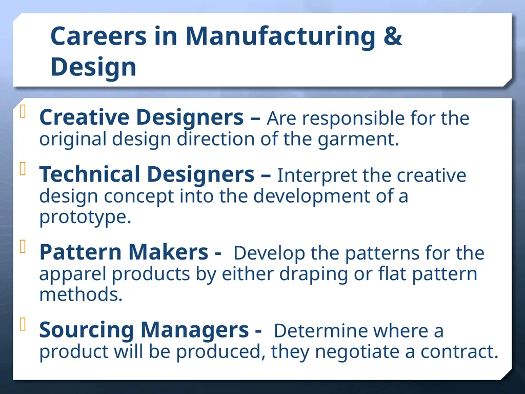 Careers In the Apparel & Fashion Industry - slide 9 of 21