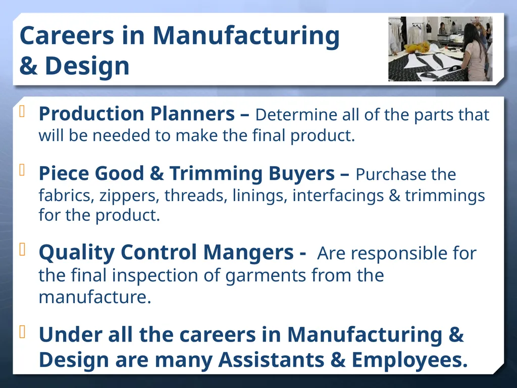 Careers In the Apparel & Fashion Industry - slide 10 of 21